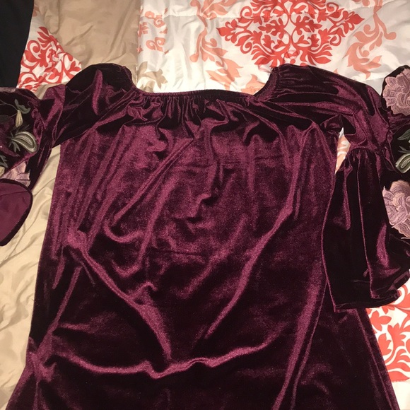 Velvet Off the Shoulder Dress - Picture 1 of 2